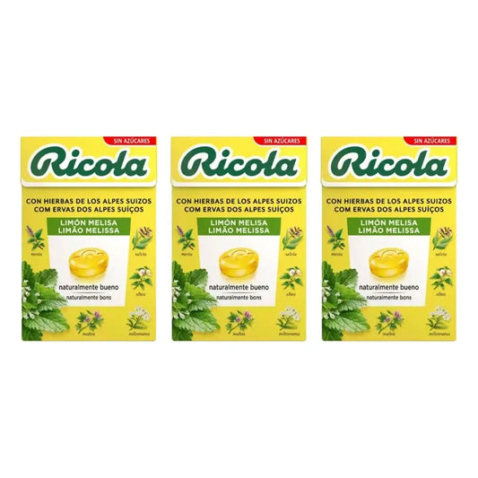 Ricola sokerittomat sitruunakarkit, 3 x 50 g:n pakkaus
