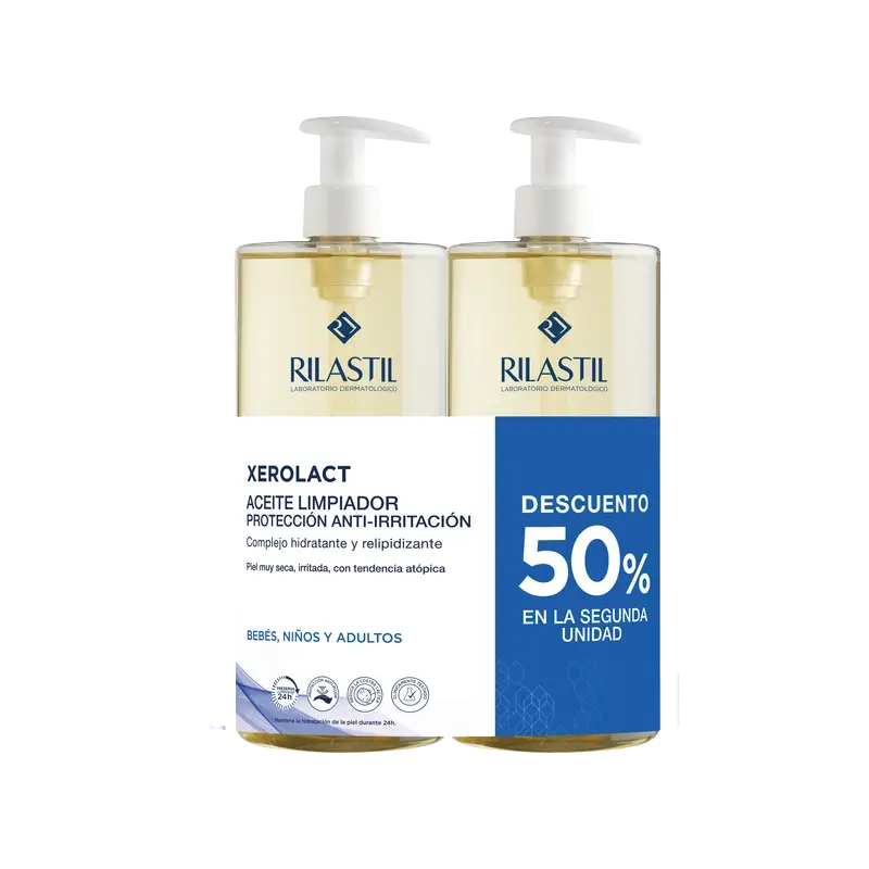 Rilastil Duplo Xerolact -öljy 2A, 50 %:n alennus, 1 l, 1000 ml + 1000 ml 