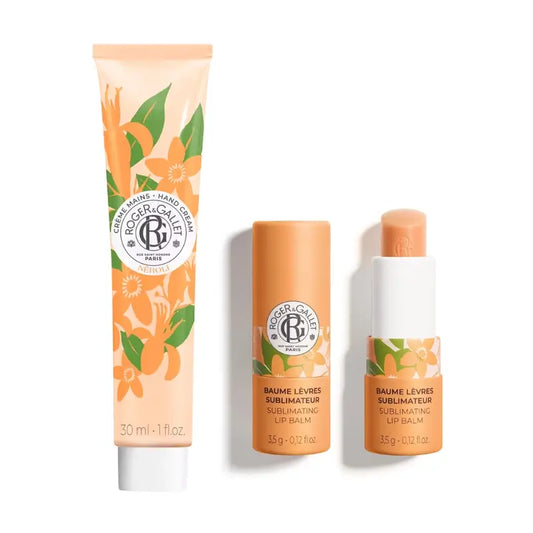 Roger & Gallet Neroli -pakkaus: käsivoide + vaniljainen huulivoide