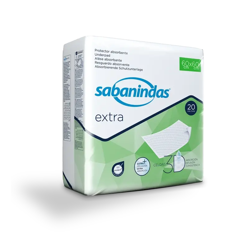 Sabanindas Extra -suojamatto, keskipaksu, 60 x 60 cm, 20 kpl