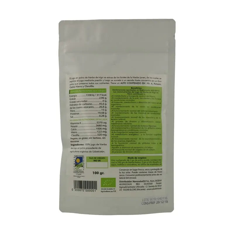 Salud Viva Luomu-vehnänorjumehu, 100 g