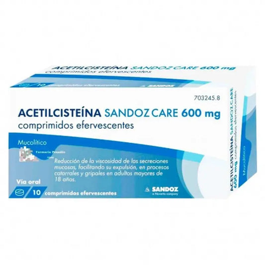 Sandoz Care Acetylcysteine 600 Mg, 10 Effervescent Tablets