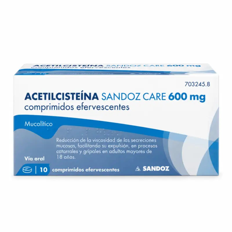 Asetyylikysteiini Sandoz Care, yskänlääke 600 mg, 10 poreilevaa tablettia