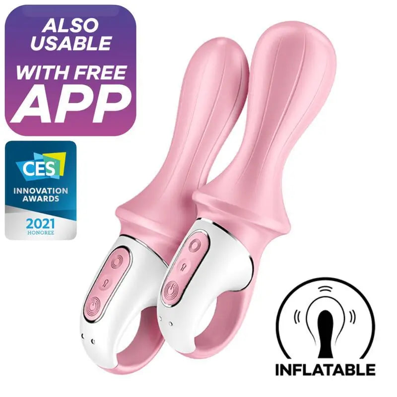 Satisfyer Connect Air Pump Booty 5+ - Ilmalla täytettävä anaali-vibraattori – Vaaleanpunainen