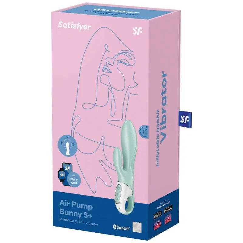 Satisfyer Connect  Air Pump Bunny 5+ -puhallettava rabbit-vibraattori, sovelluksella ohjattava – vihreä