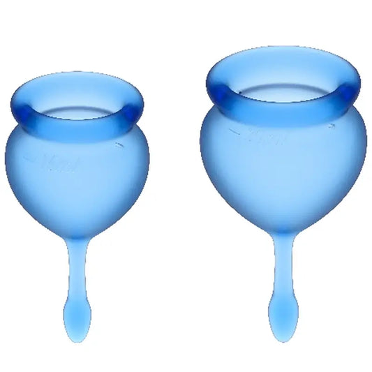 Satisfyer Feel Good -paketti, syvän sininen kuukautiskuppi, 15 + 20 ml 