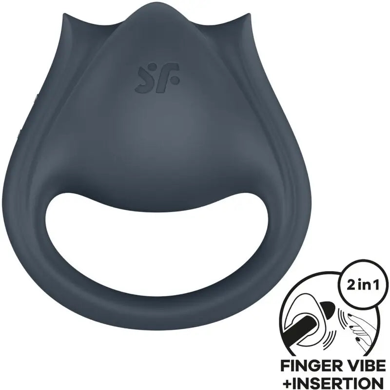 Satisfyer Perfect Pair 2 Multivibrator 2 In 1 Penis Ring & Finger Stimulator Grey