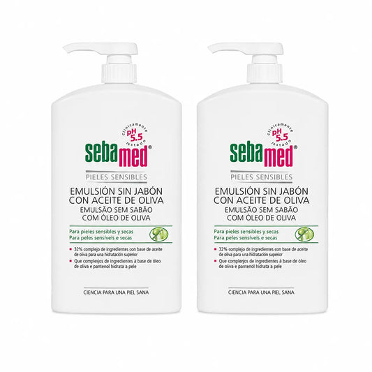 Sebamed saippuaton geeliemulsio, jossa on oliiviöljyä, 1000 ml, 2 kpl:n pakkaus