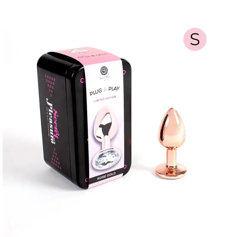 Secret Play Metal Butt Plug, ruusukulta, koko S, 7 cm
