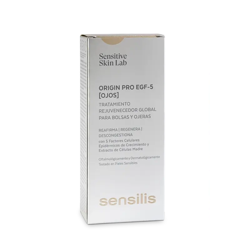 Sensilis Origin Pro ikääntymistä ehkäisevä silmänympärysvoide, jossa on 5 kasvutekijää, 15 ml