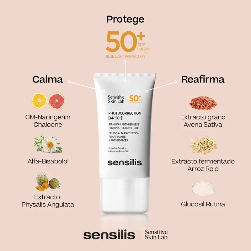 Sensilis Photocorrection [Ar SPF 50+] Kiinteyttävä ja punoitusta hillitsevä voide 40 ml