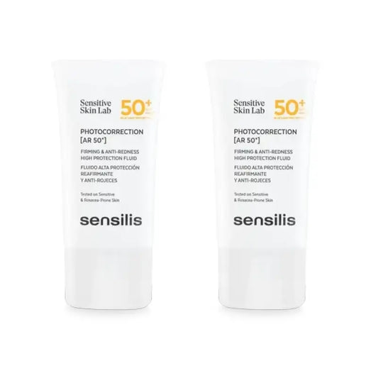 Sensilis Photocorrection [Ar SPF 50+] ihoa kiinteyttävä ja punoitusta hillitsevä neste, 2 x 40 ml 