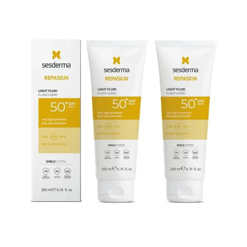Sesderma Repaskin SPF 50 kevyt vartalovoide, 2 x 200 ml 
