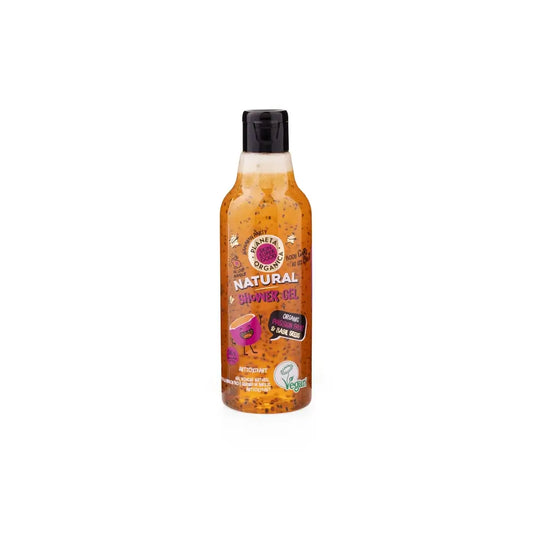 Skin Super Good -luonnollinen suihkugeeli, jossa on orgaanista passionhedelmää ja basilikan siemeniä, 250 ml
 