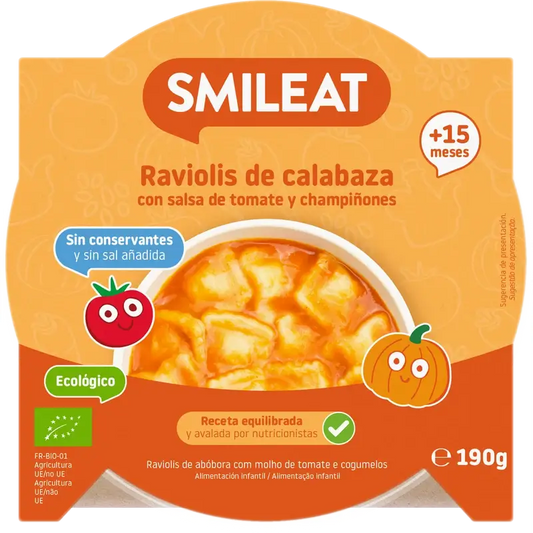 Smileat Small Plate Pumpkin Ravioli With Tomato Sauce Eco, 190 g