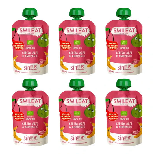 Smileat-pussi: kirsikka, açaí ja amarantti 100 g, 6 kpl:n pakkaus