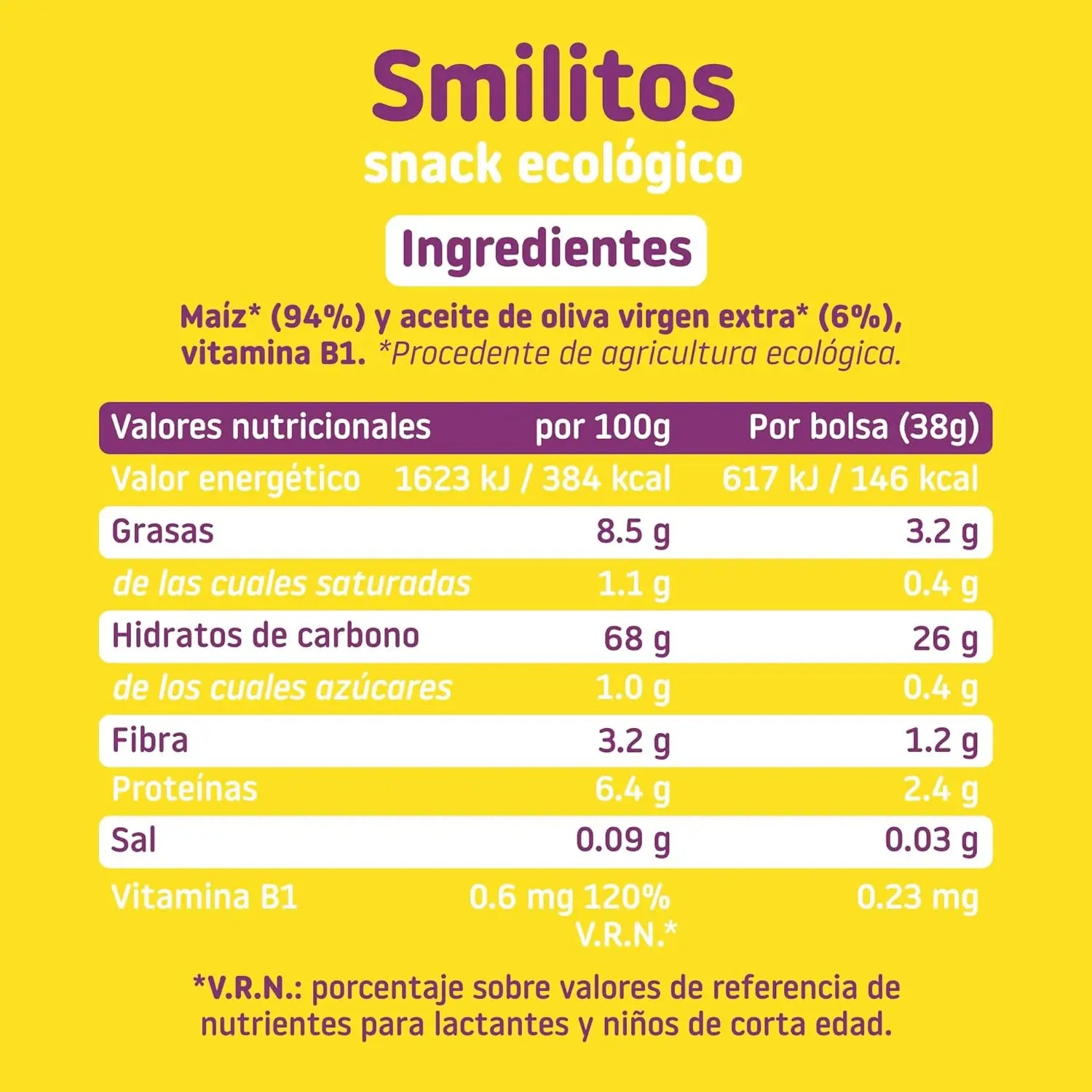 Smileat Smilitos Luomumaissimatoja, 38 g