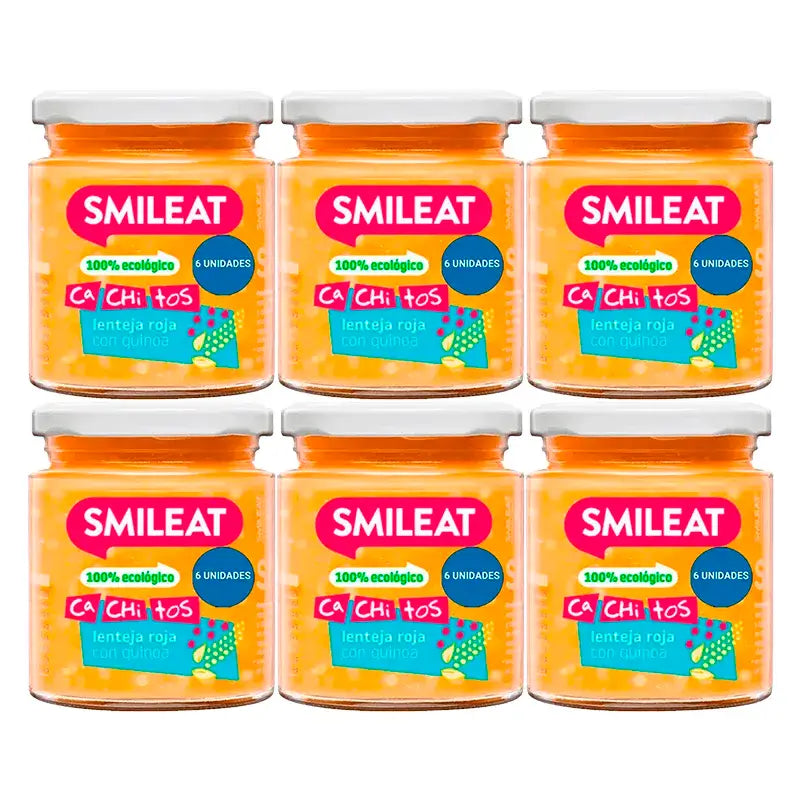 Smileat-purkki, jossa on luomulinssejä ja quinoa-jyvää, 6 x 230 g