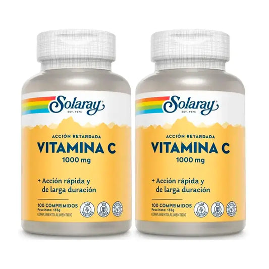 Solaray C-vitamiini 1000 mg. Pakkaus 2 x 100 tablettia.