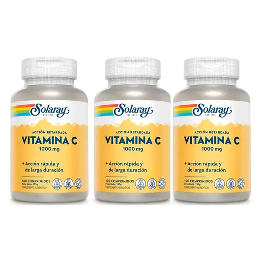 Solaray C-vitamiini 1000 mg. Pakkaus 3 x 100 tablettia.
