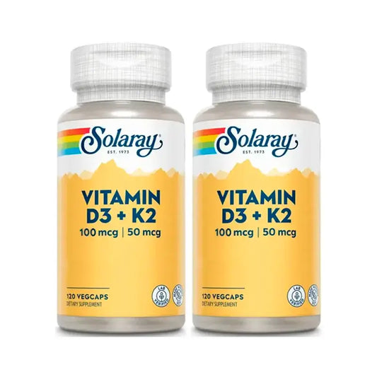 Solaray D3- ja K2-vitamiini (MK7) -pakkaus, 2 x 120 kapselia