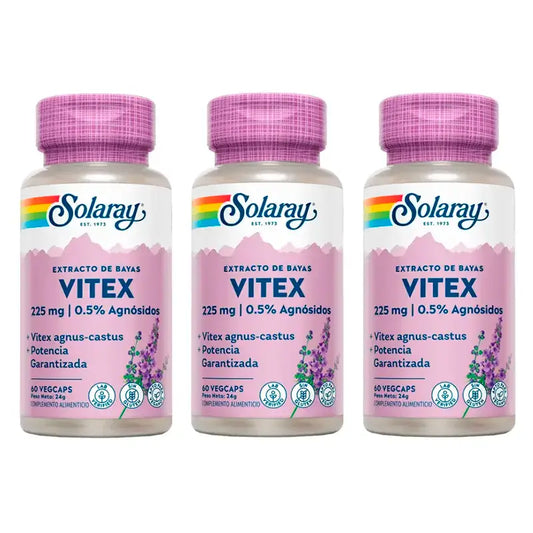 Solaray Vitex (munkkipuu) -pakkaus, 3 x 60 kapselia