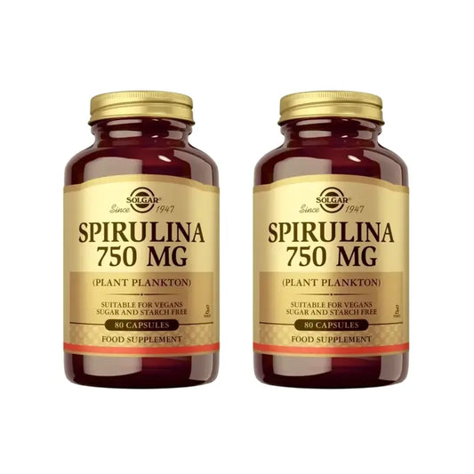 Solgar Spirulina 750 mg, 2 x 80 kapselia 