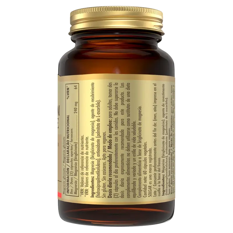 Solgar Magnesiumbisglysinaatti, 60 kasviskapselia