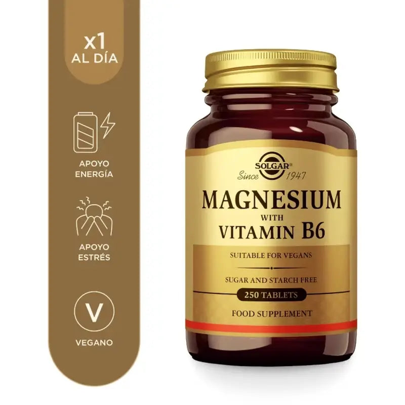 Solgar Magnesium ja B6-vitamiini, 250 tablettia