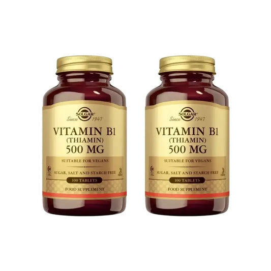 Solgar B1-vitamiini 500 mg, 2 x 100 tablettia 