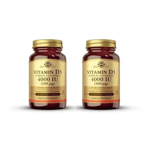 Solgar D3-vitamiini 4000 IU, 2 x 120 kapselia 