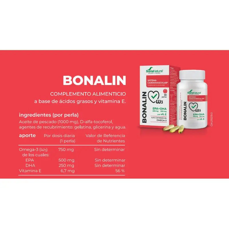 Soria Natural Bonalin EPA 500 mg + DHA 250 mg ja E-vitamiinia, 30 kapselia