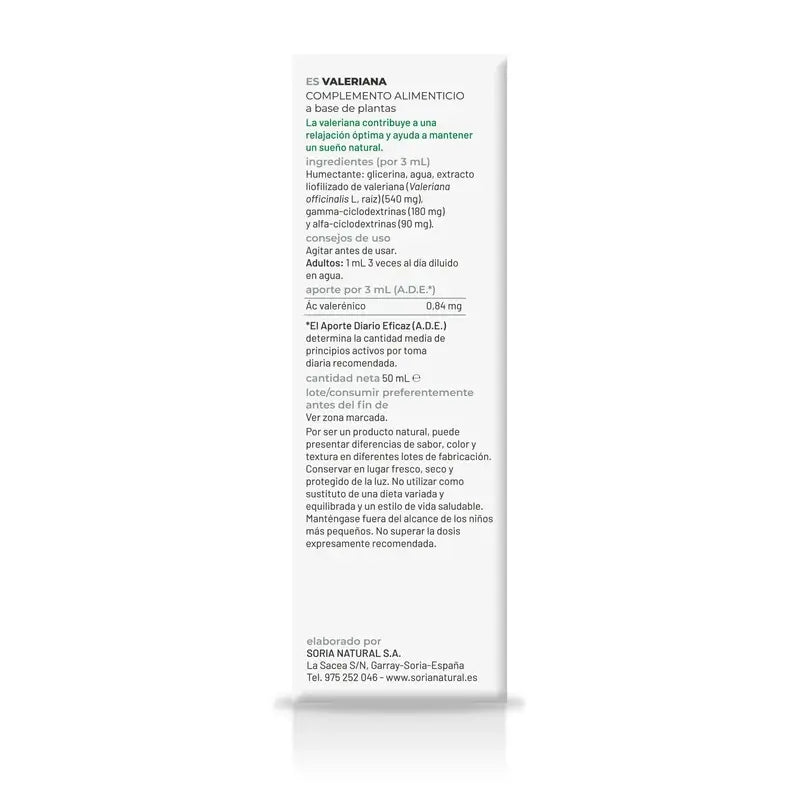Soria Natural Valerianan luonnollinen uute, 50 ml