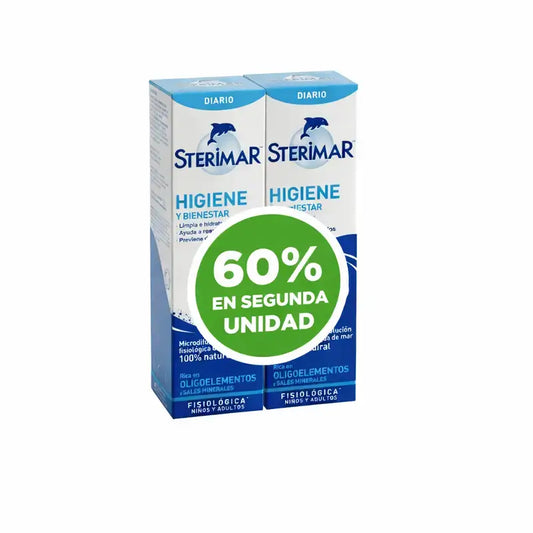 Sterimar Congestión, pakkaus, jossa toinen tuote 60 % ilmaiseksi, 100 + 100 ml