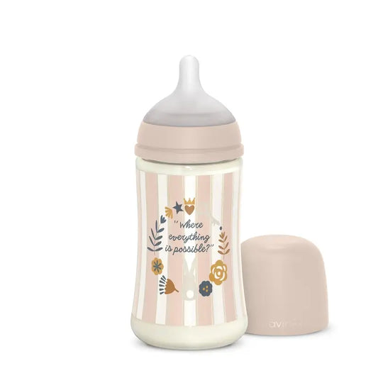 Suavinex-tutipullo 270 ml, keskivahva virtaus (M), yli 3 kuukautta, Wonderland-vaaleanpunainen
