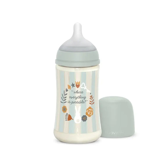 Suavinex-tuttipullo 270 ml, keskivahva virtaus (M), yli 3 kuukautta, Wonderland-vihreä