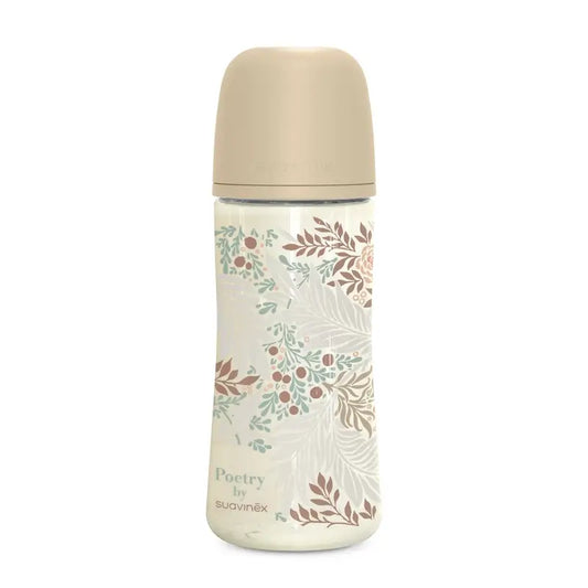 Suavinex-tuttipullo 360 ml, tiheä virtaus (L), yli 6 kuukautta, Poetry Beige