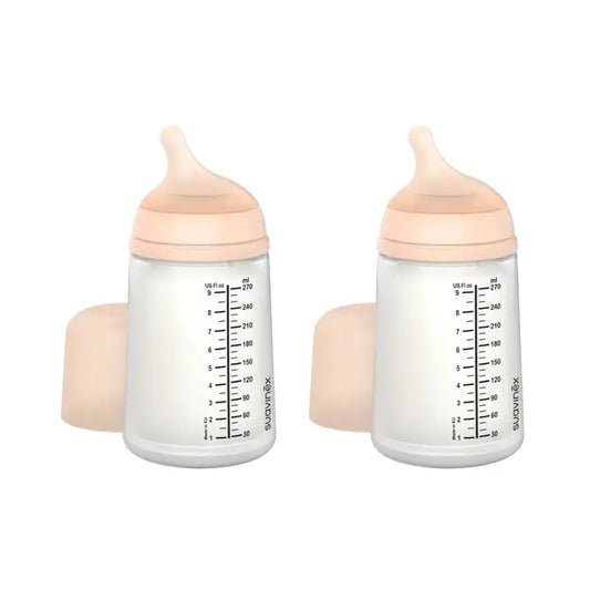 Suavinex Zero Zero -kolikkopullo 270 ml, keskivirtainen (M), +3 kuukautta, Fair, 2 kpl