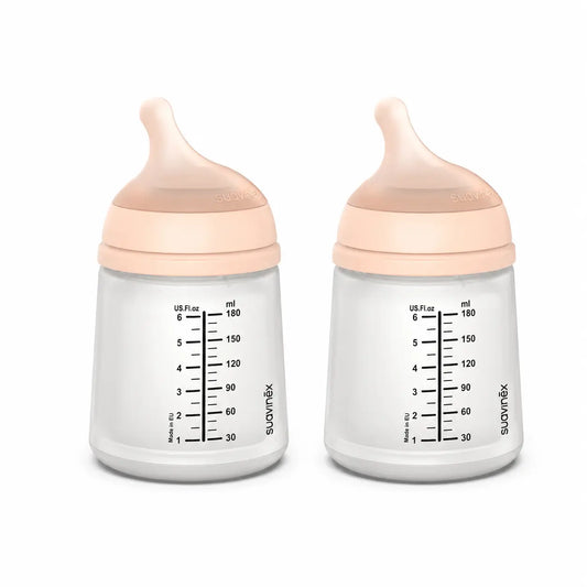Suavinex Zero Zero -kolikkopullo 180 ml, säädettävä virtaus (A), +0 kuukautta, Fair, 2 kpl:n pakkaus