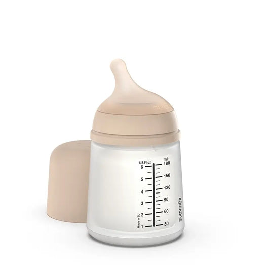 Suavinex Zero Zero -kolikkopullo 180 ml, säädettävä virtauskoko (A), +0 kuukautta, Light