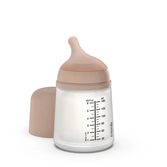 Suavinex Zero Zero -kolikkopullo 180 ml, säädettävä virtaus (A), +0 kuukautta, keskikokoinen