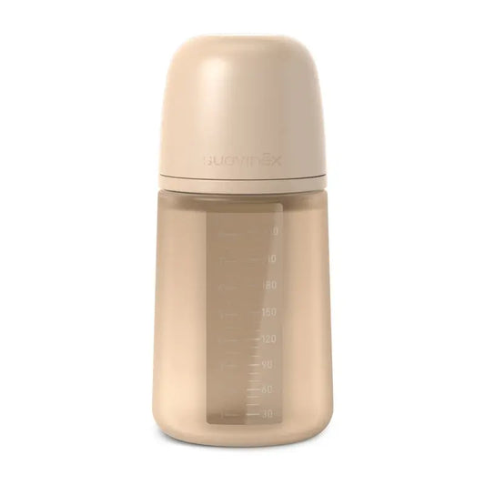 Suavinex-silikonipullo 240 ml, keskivahva virtaus (M), yli 3 kuukautta, Irish Cream