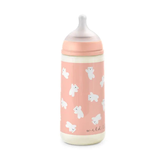 Suavinex Sx Pro -tuttipullo, tiheä virtaus (L) +6 kuukautta, Wild&Free, vaaleanpunainen, 360 ml