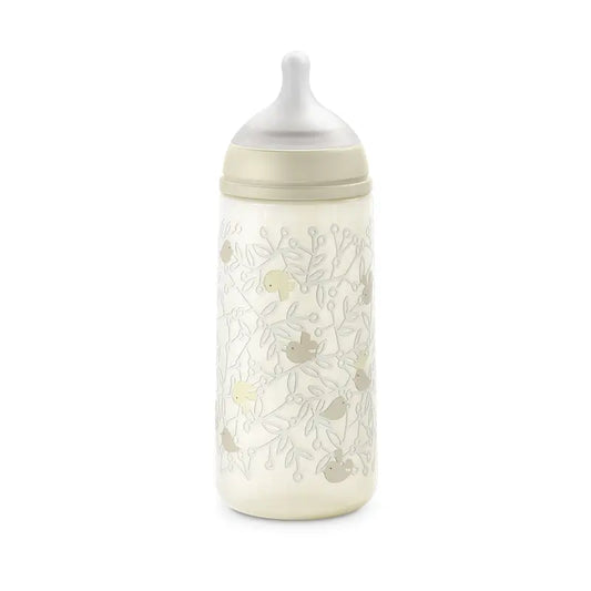 Suavinex-tutipullo, Sx Pro -tutti, tiheä virtaus (L), yli 6 kuukautta, Birdies-kuvio, beige, 360 ml