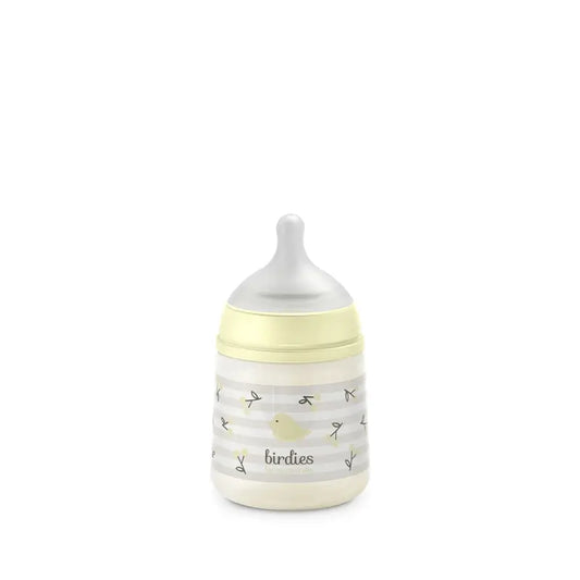 Suavinex-tutipullo, Sx Pro -tutti, hidas virtaus (S), +0 kuukautta, Birdies-kuvio, beige, 150 ml