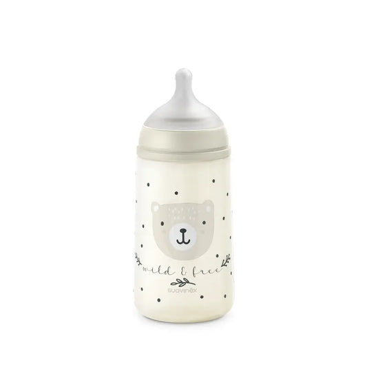 Suavinex-tutipullo, Sx Pro -tutti, keskivahva virtaus (M), +3 kuukautta, Wild&Free, beige, 270 ml