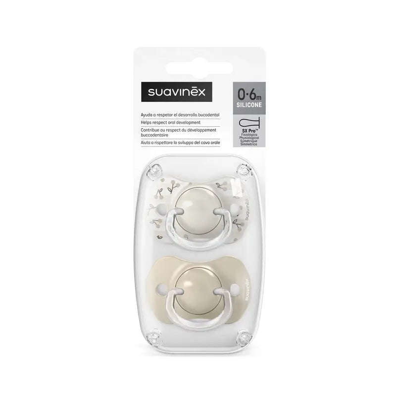 Suavinex-tuttipullot, Sx Pro 0–6 kuukautta, Birdies, beige, 2 kpl