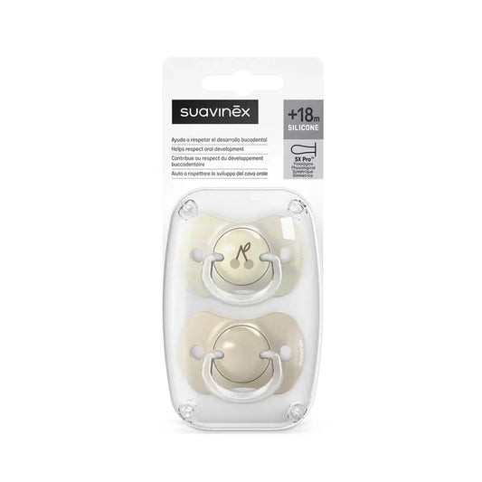 Suavinex-tuttipullot, Sx Pro -mallin tutti, yli 18 kuukautta, Birdies-kuvio, beige, 2 kpl