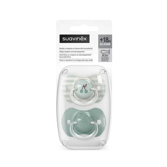 Suavinex-tuttipullot, Sx Pro -mallin tutti, yli 18 kuukautta, Birdies-kuvio, vihreä, 2 kpl