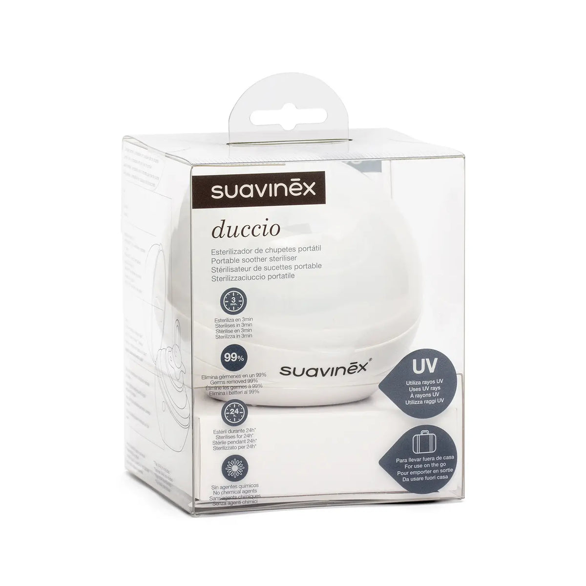 Suavinex Duccio -kannettava UV-tuttien sterilointilaite, valkoinen